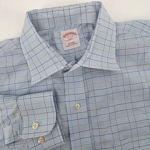 Brooks Brothers 346 Dress Shirt Mens 17-2/3 Non Iron All Cotton Multicolor Check
